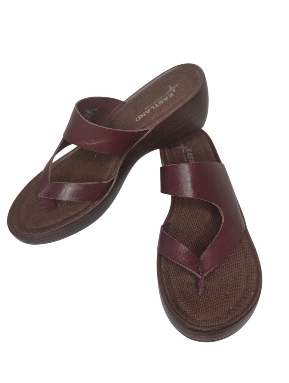 Eastland Women's Brown Leather Thong Wedge Sandals Size 8 M